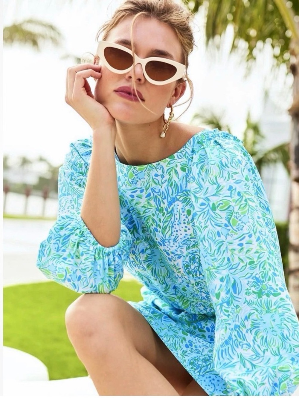 Lilly Pulitzer Aqua & Lime Floral Dress
